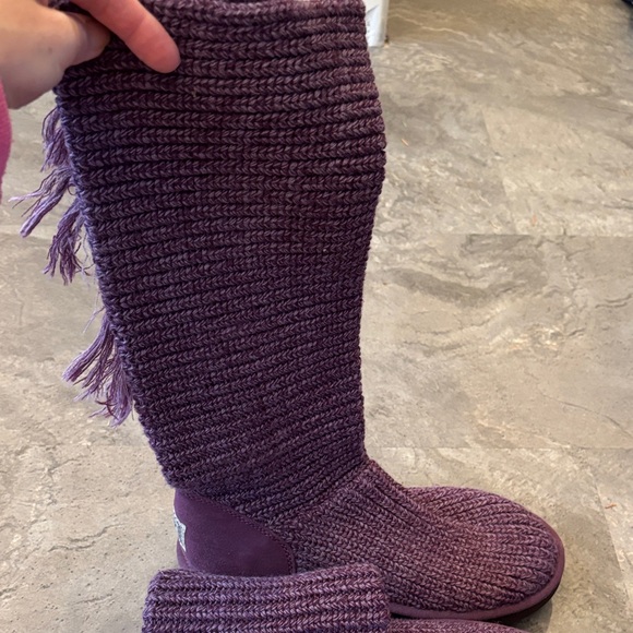 UGG Women Purple Knit Button Up Boots with Fringe, Calf Height, Holiday, Size 9 - Picture 9 of 17